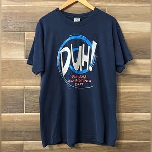 Vintage Duh Old Fashion Soda 90s Graphic Medium Navy T Shirt Cartoon Style Y2K
